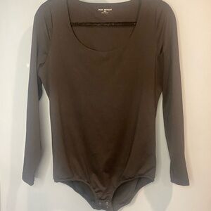 Lane Bryant Black Scoop Neck Long Sleeve Bodysuit size 10/12 Like New
